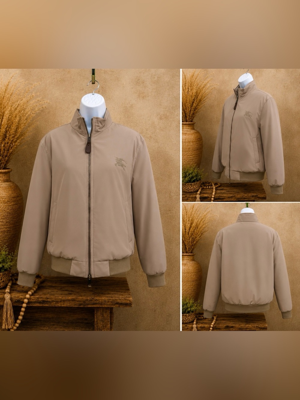 Burberry Men’s Taupe (Tan) Bomber Jacket